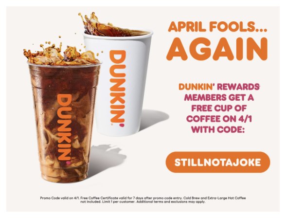 Dunkin's April Fools Day Offer