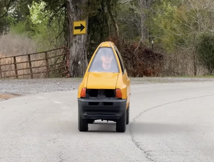 (VIDEO) Viral Builder Slices Ford Festiva in Half to Create World's Thinnest Street Legal Car