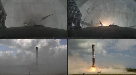 Elon Musk Celebrates SpaceX Falcon Heavy Double Booster Landing in 