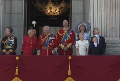 Royal Family Watches Red Arrows Flypast from Buckingham Palace Balcony