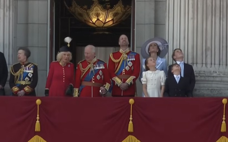 Royal Family Watches Red Arrows Flypast from Buckingham Palace Balcony