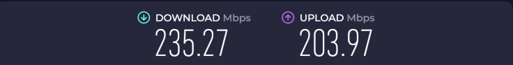 Proton VPN baseline speed without a VPN: 235.27 Mbps download