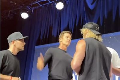Tom Brady Slaps Logan Paul Onstage at Fanatics Fest as
