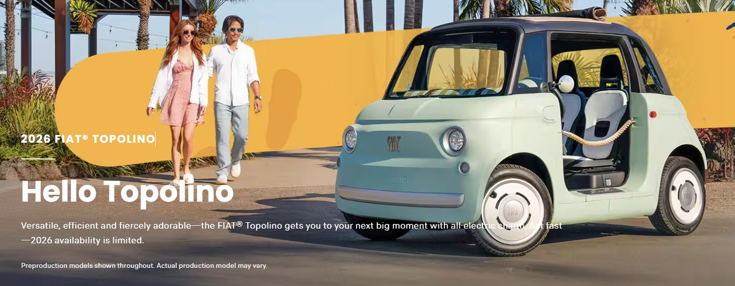 Fiat Launches Tiny $15,000 Electric Topolino in US as Low-Speed 