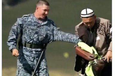 Golden Eagle Attacks Police Officer At World Nomad Games In