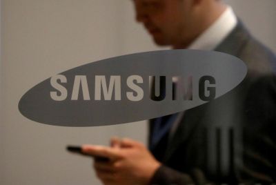 The logo of Samsung Electronics is seen at its office building in Seoul