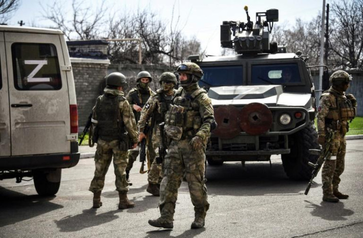 Russian soldiers have been patrolling the streets in Volnovakha in the self-proclaimed Donetsk People's Republic