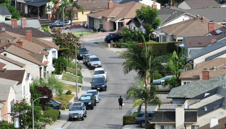 A neighborhood of single family homes in Los Angeles -- the expiry of a nationwide US ban on evictions leaves millions at risk of homelessness