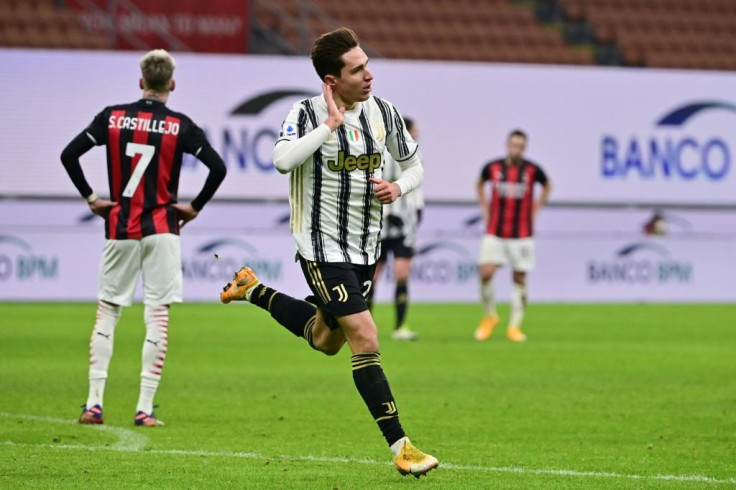 Italian forward Federico Chiesa (C) scored his first brace for Juventus.