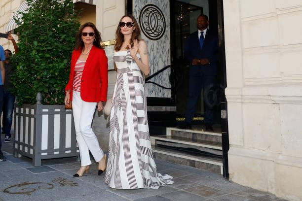 Angelina Jolie And Jacqueline Bisset Leave Their Hotel in Paris, France, on July 9, 2019.