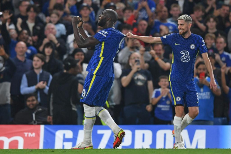 Romelu Lukaku (L) scored his first Champions League goal for Chelsea