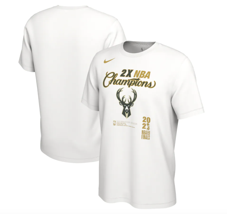 Milwaukee Bucks Nike White 2021 NBA Champions T-Shirt