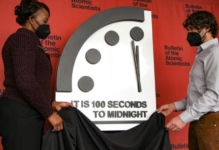 Advances including Covid-19 vaccines and risks like a rising tide of misinformation have placed the "Doomsday Clock" at 100 seconds to midnight, according to scientists and security experts, a measurement unchanged since 2019