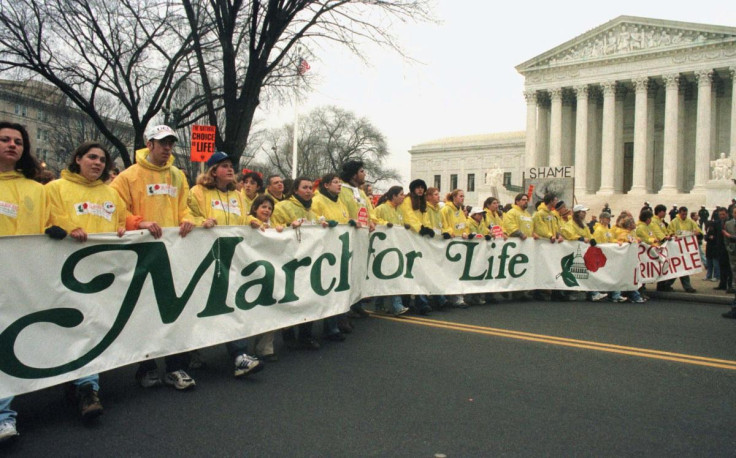 Abortion foes march past the Supreme Court, which ruled in Roe v Wade on January 22, 1973