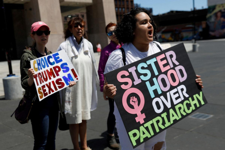 Demonstrators protest new restrictions on abortion passed by legislatures in eight states including Alabama and Georgia, in New York