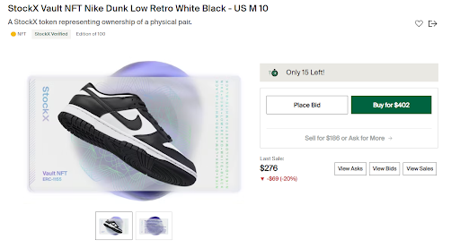 StockX Vault NFT Nike
