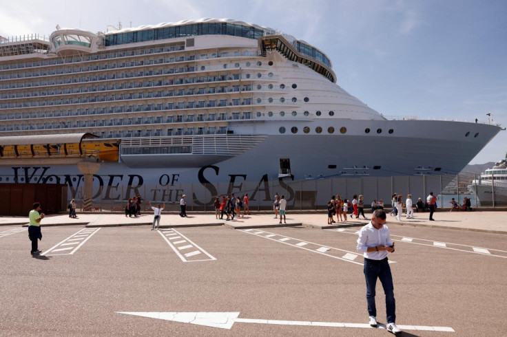 The 'Wonder of the Seas' cruise ship is docked at a port in Malaga